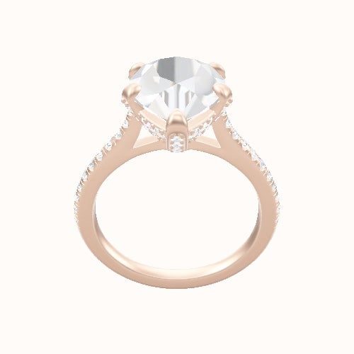 Pave Cathedral Engagement Ring With Pave Basket Head