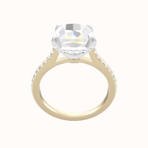 Pave Cathedral Engagement Ring With Pave Basket Head