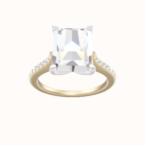 Pave Cathedral Engagement Ring With Petal Four Prong Head