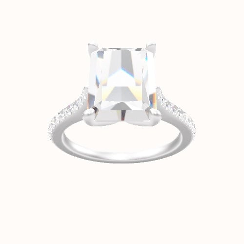 Pave Cathedral Engagement Ring With Petal Four Prong Head