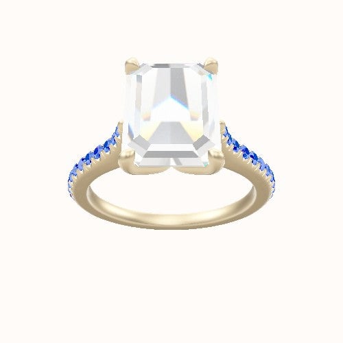 Pave Cathedral Engagement Ring With Petal Four Prong Head