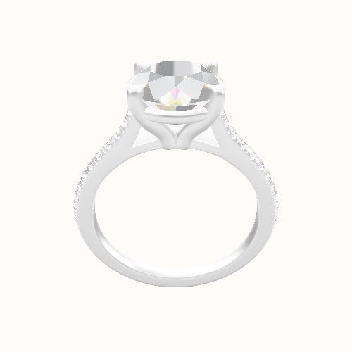 Pave Cathedral Engagement Ring With Standard Four Prong Head