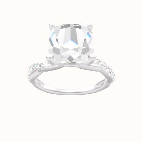 Pave Rope Engagement Ring With Accent Diamond Head