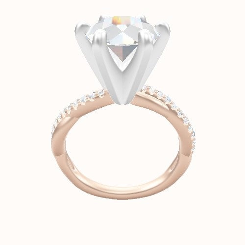 Pave Rope Engagement Ring With Classic Six Prong Head