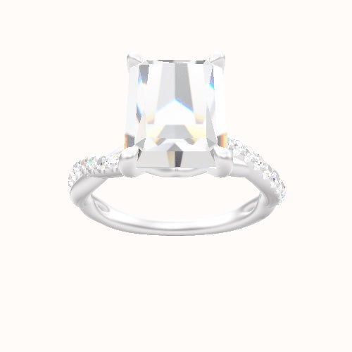 Pave Rope Engagement Ring With Crown Four Prong w. Surprise Diamond Head