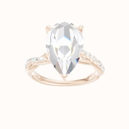 Pave Rope Engagement Ring With Crown Four Prong w. Surprise Diamond Head