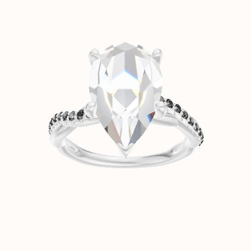 Pave Rope Engagement Ring With Crown Four Prong w. Surprise Diamond Head and Matching Band
