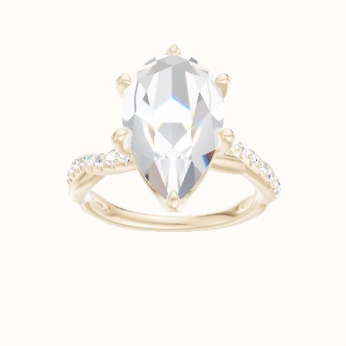 Pave Rope Engagement Ring With Crown Six Prong w. accent Diamond Head