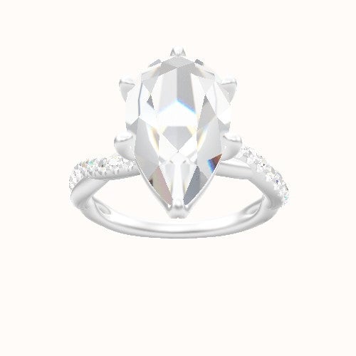 Pave Rope Engagement Ring With Crown Six Prong w. accent Diamond Head