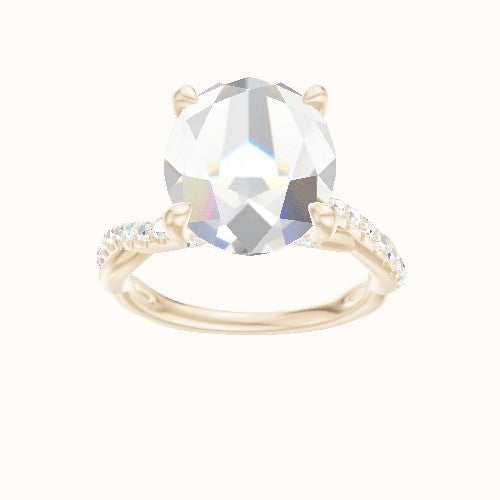 Pave Rope Engagement Ring With Double Pave V Prong Head