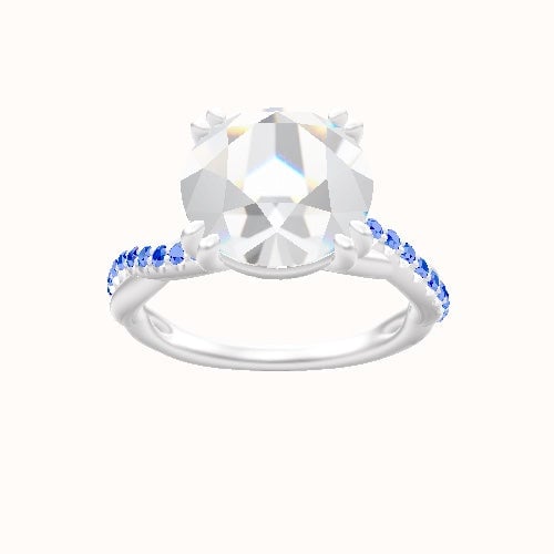 Pave Rope Engagement Ring With Double Prongs Head