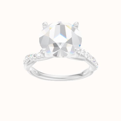 Pave Rope Engagement Ring With Four Prong Head
