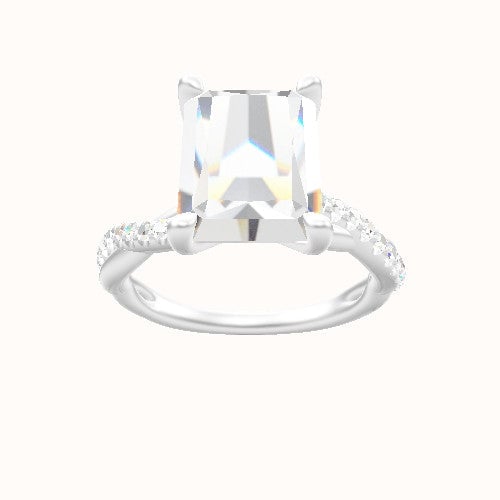 Pave Rope Engagement Ring With Four Prong Head
