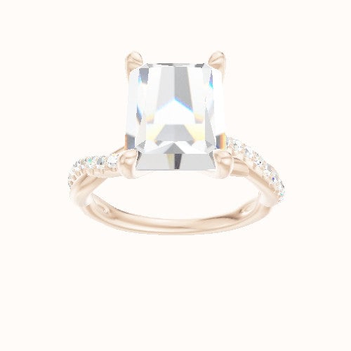 Pave Rope Engagement Ring With Four Prong Head
