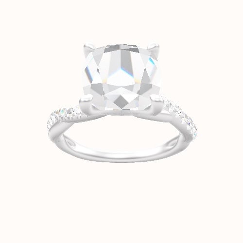 Pave Rope Engagement Ring With Four Prong Head