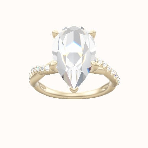 Pave Rope Engagement Ring With Front set gallery Head and Matching Band
