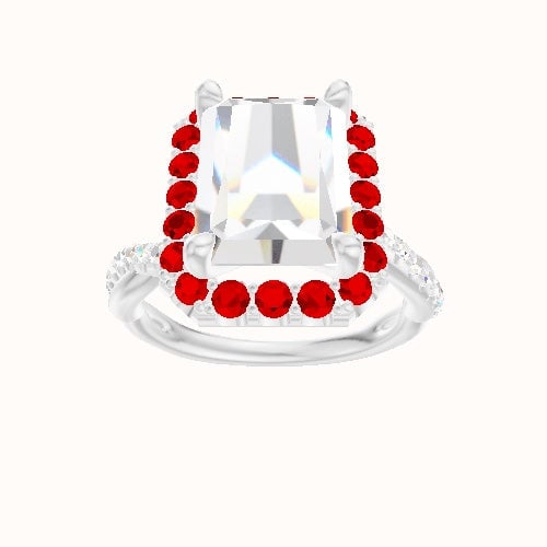 Pave Rope Engagement Ring With Halo Head