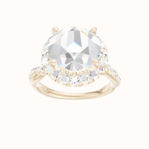 Pave Rope Engagement Ring With Halo Head