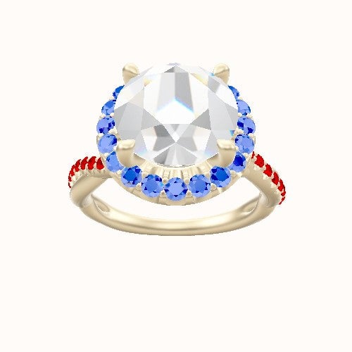 Pave Rope Engagement Ring With Halo Head and Matching Band