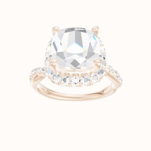 Pave Rope Engagement Ring With Halo Head