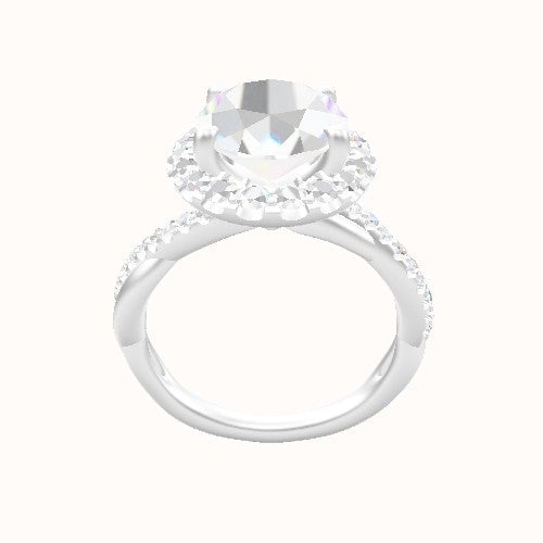Pave Rope Engagement Ring With Halo Head