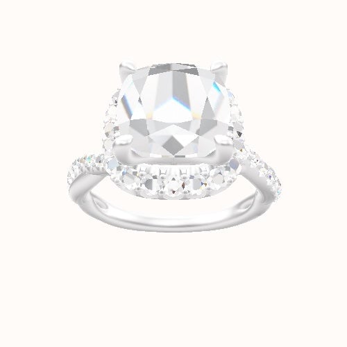 Pave Rope Engagement Ring With Halo Head