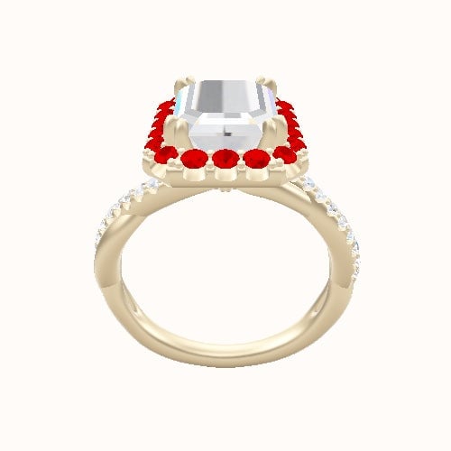 Pave Rope Engagement Ring With Halo with Double Prong Head