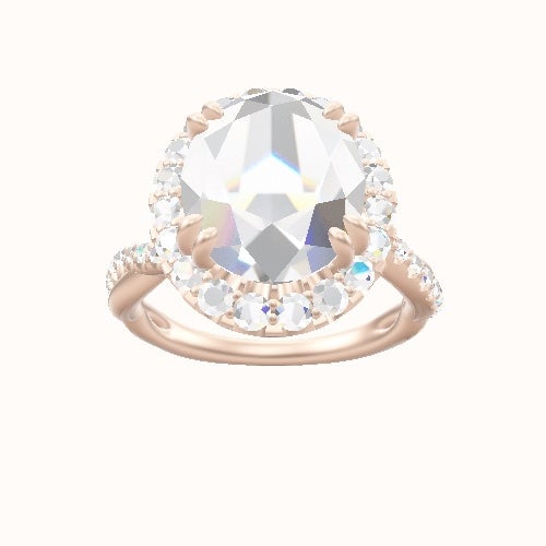 Pave Rope Engagement Ring With Halo with Double Prong Head