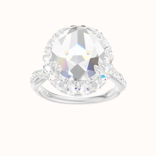 Pave Rope Engagement Ring With Halo with Double Prong Head and Matching Band