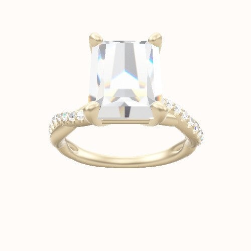 Pave Rope Engagement Ring With High Set Four Prong Head