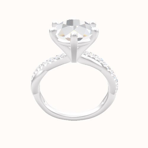Pave Rope Engagement Ring With High Set Six Prong Head