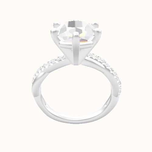 Pave Rope Engagement Ring With High Set Six Prong Head