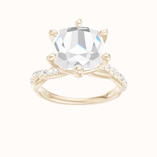 Pave Rope Engagement Ring With High Set Six Prong Head