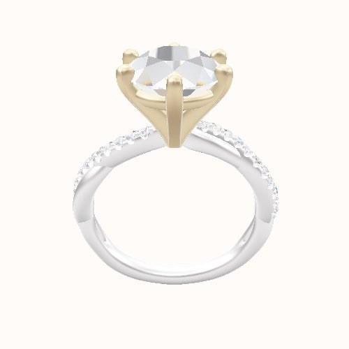 Pave Rope Engagement Ring With High Set Six Prong Head