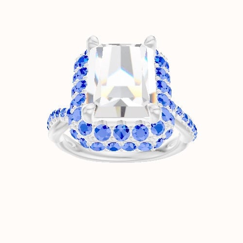 Pave Rope Engagement Ring With Low Set Waterfall Halo Head
