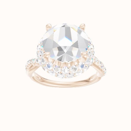 Pave Rope Engagement Ring With Low Set Waterfall Halo Head