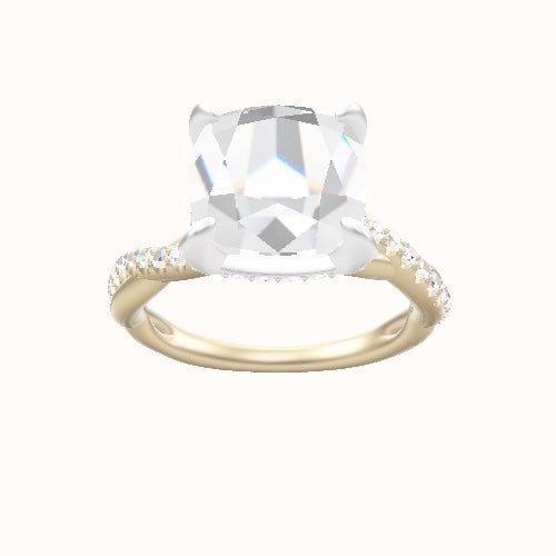 Pave Rope Engagement Ring With Pave Basket Head