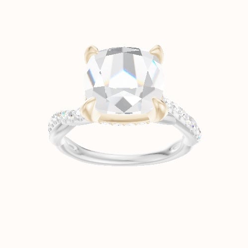 Pave Rope Engagement Ring With Pave Basket Head