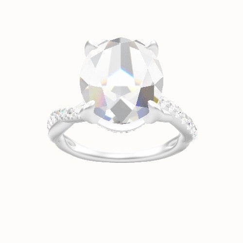Pave Rope Engagement Ring With Pave Basket Head