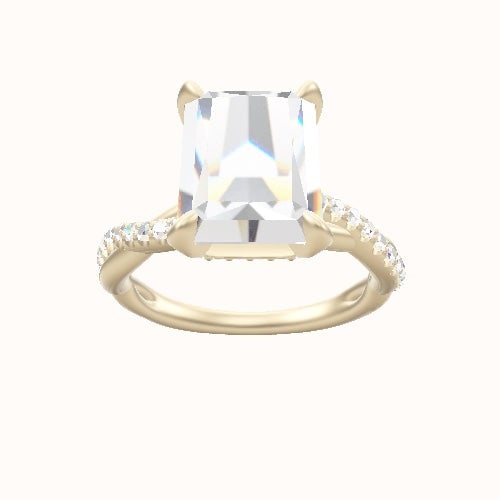 Pave Rope Engagement Ring With Pave Basket Head and Matching Band