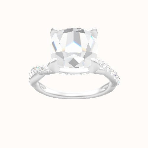 Pave Rope Engagement Ring With Pave Basket Head and Matching Band