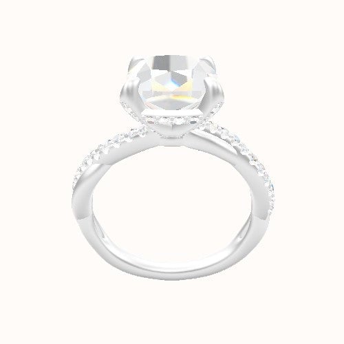 Pave Rope Engagement Ring With Pave Basket Head