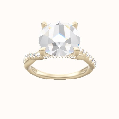 Pave Rope Engagement Ring With Pave V Prong Head