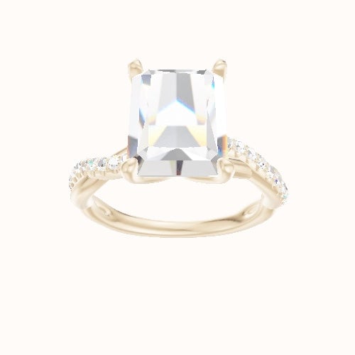 Pave Rope Engagement Ring With Petal Four Prong Head