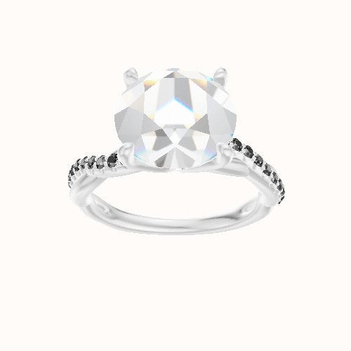 Pave Rope Engagement Ring With Petal Four Prong Head