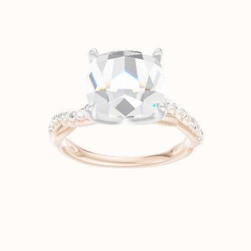 Pave Rope Engagement Ring With Petal Four Prong Head