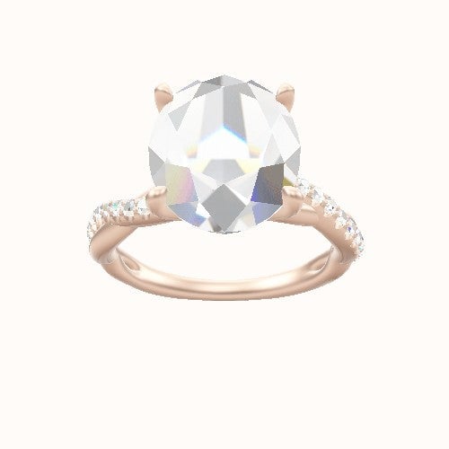 Pave Rope Engagement Ring With Petal Four Prong Head