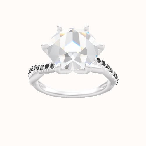 Pave Rope Engagement Ring With Petal Six Prong Head