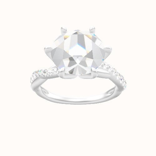 Pave Rope Engagement Ring With Petal Six Prong Head