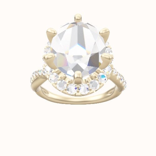 Pave Rope Engagement Ring With Six Prong Halo Head